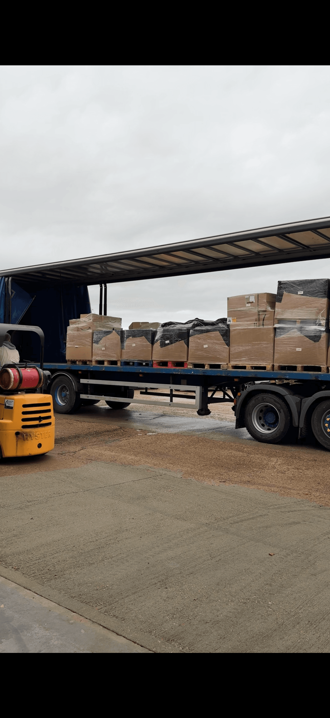 Delivery truck being loaded